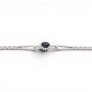 Saphirarmband aus 585 Weißgold mit Brillant, nachhaltiger second-hand Schmuck perfekt aufgearbeitet