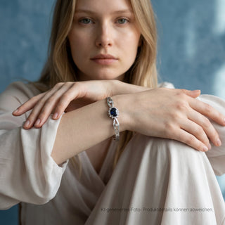 Saphirarmband aus 585 Weißgold mit Brillant, nachhaltiger second-hand Schmuck perfekt aufgearbeitet