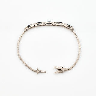 Saphirarmband aus 585 Weißgold mit Brillant, nachhaltiger second hand Schmuck perfekt aufgearbeitet