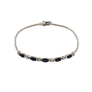 Saphirarmband aus 585 Weißgold mit Brillant, nachhaltiger second hand Schmuck perfekt aufgearbeitet