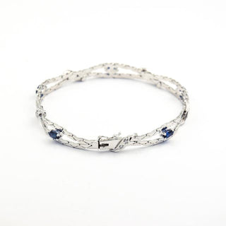 Saphirarmband aus 585 Weißgold mit Diamant, nachhaltiger second hand Schmuck perfekt aufgearbeitet