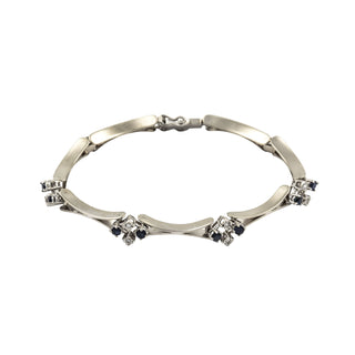 Saphirarmband aus 585 Weißgold mit Diamant, nachhaltiger second hand Schmuck perfekt aufgearbeitet