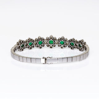 Smaragdarmband aus 750 Weißgold mit Brillant, nachhaltiger second hand Schmuck perfekt aufgearbeitet