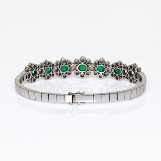 Smaragdarmband aus 750 Weißgold mit Brillant, nachhaltiger second hand Schmuck perfekt aufgearbeitet