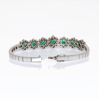 Smaragdarmband aus 750 Weißgold mit Brillant, nachhaltiger second hand Schmuck perfekt aufgearbeitet