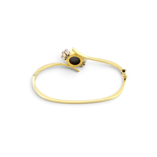 Armreif aus 585 Gelb- und Weißgold mit Opal und Brillant, nachhaltiger second-hand Schmuck perfekt aufgearbeitet