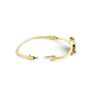 Armreif aus 585 Gelb- und Weißgold mit Opal und Brillant, nachhaltiger second-hand Schmuck perfekt aufgearbeitet