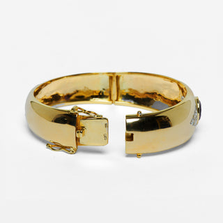 Armreif aus 585 Gelbgold mit Amethyst und Brillant, nachhaltiger second hand Schmuck perfekt aufgearbeitet