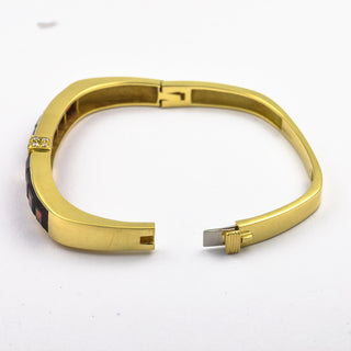 Granatarmreif aus 585 Gelbgold mit Brillant, nachhaltiger second hand Schmuck perfekt aufgearbeitet