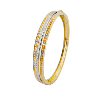 Armreif aus 750 Gelb- und Weißgold mit Diamant, nachhaltiger second hand Schmuck perfekt aufgearbeitet