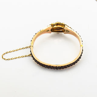 Granatarmreif aus Metall, nachhaltiger second hand Schmuck perfekt aufgearbeitet
