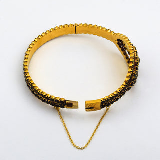 Granatarmreif aus 835 Silber vergoldet, nachhaltiger second hand Schmuck perfekt aufgearbeitet