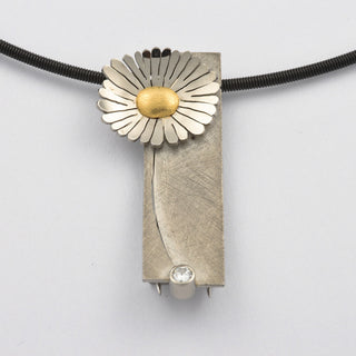 Aurifex Anhänger/Brosche aus 750 Gelb- und Weißgold mit Brillant, hochwertiger second hand Schmuck perfekt aufgearbeitet