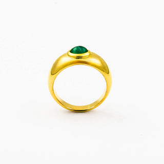 Bandring aus 750 Gelbgold mit Smaragd, nachhaltiger second hand Schmuck perfekt aufgearbeitet