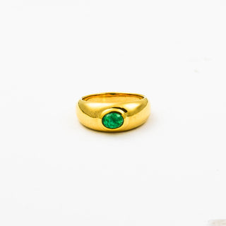 Bandring aus 750 Gelbgold mit Smaragd, nachhaltiger second hand Schmuck perfekt aufgearbeitet