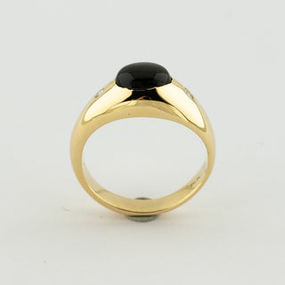 Bandring aus 585 Gelbgold mit Saphir und Diamant, nachhaltiger second hand Schmuck perfekt aufgearbeitet