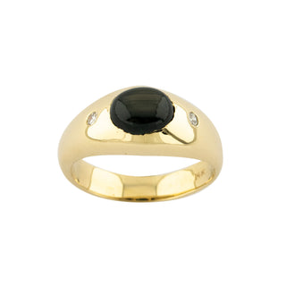 Bandring aus 585 Gelbgold mit Saphir und Diamant, nachhaltiger second hand Schmuck perfekt aufgearbeitet