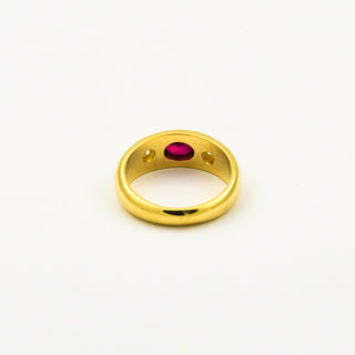 Bandring aus 750 Gelbgold mit Rubin und Brillant, nachhaltiger second hand Schmuck perfekt aufgearbeitet