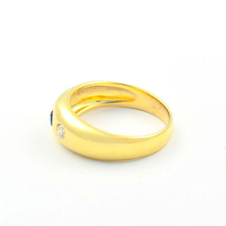 Bandring aus 585 Gelbgold mit Saphir und Brillant, nachhaltiger second hand Schmuck perfekt aufgearbeitet