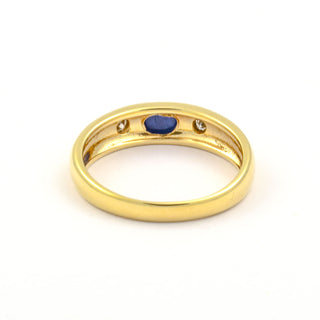 Bandring aus 585 Gelbgold mit Saphir und Brillant, nachhaltiger second hand Schmuck perfekt aufgearbeitet