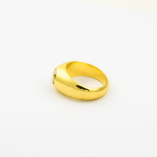 Bandring aus 585 Gelb- und Weißgold mit Brillant, nachhaltiger second hand Schmuck perfekt aufgearbeitet