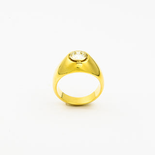 Bandring aus 585 Gelb- und Weißgold mit Brillant, nachhaltiger second hand Schmuck perfekt aufgearbeitet