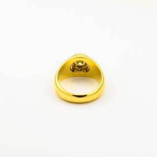 Bandring aus 585 Gelb- und Weißgold mit Brillant, nachhaltiger second hand Schmuck perfekt aufgearbeitet