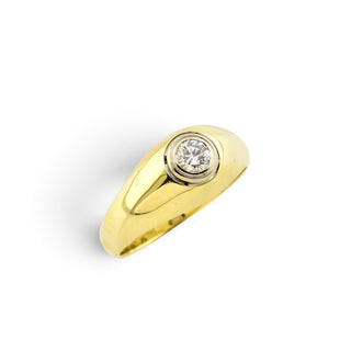 Brillantring aus 585 Gelb- und Weißgold, nachhaltiger second-hand Schmuck perfekt aufgearbeitet