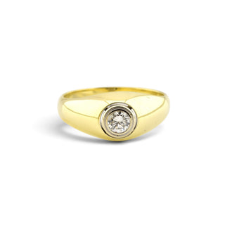 Brillantring aus 585 Gelb- und Weißgold, nachhaltiger second-hand Schmuck perfekt aufgearbeitet