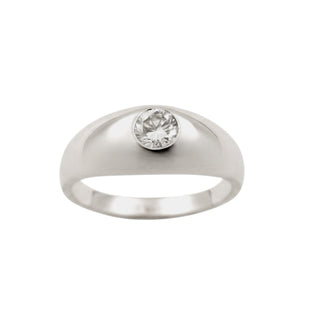 Bandring aus 585 Weißgold mit Brillant, nachhaltiger second hand Schmuck perfekt aufgearbeitet