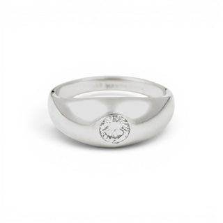 Bandring aus 585 Weißgold mit Brillant, nachhaltiger second hand Schmuck perfekt aufgearbeitet