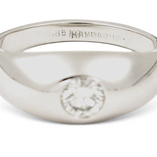 Bandring aus 585 Weißgold mit Brillant, nachhaltiger second hand Schmuck perfekt aufgearbeitet