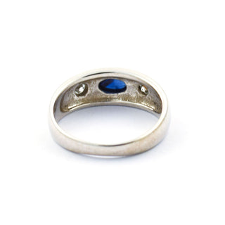 Bandring aus 585 Weißgold mit Saphir und Brillant, nachhaltiger second hand Schmuck perfekt aufgearbeitet