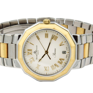 Baume & Mercier Riviera Quarzwerk mit Datumsanzeige und verschraubte Drücker und Schnellschaltung, gebrauchte Luxusuhr im Top-Zustand