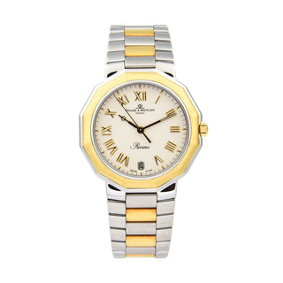 Baume & Mercier Riviera Quarzwerk mit Datumsanzeige und verschraubte Drücker und Schnellschaltung, gebrauchte Luxusuhr im Top-Zustand