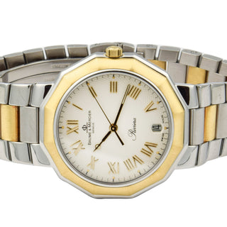 Baume & Mercier Riviera Quarzwerk mit Datumsanzeige und verschraubte Drücker und Schnellschaltung, gebrauchte Luxusuhr im Top-Zustand