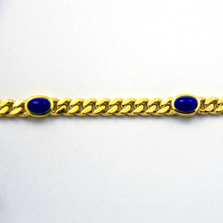 Binder Panzerarmband aus 585 Gelbgold mit Lapislazuli, nachhaltiger second hand Schmuck perfekt aufgearbeitet