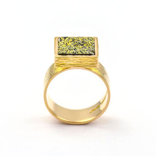 Björn Weckström Ring aus 585 Gelbgold mit Pyrit, nachhaltiger second hand Schmuck perfekt aufgearbeitet