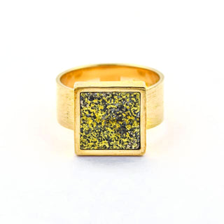 Björn Weckström Ring aus 585 Gelbgold mit Pyrit, nachhaltiger second hand Schmuck perfekt aufgearbeitet