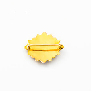 Granatbrosche aus 585 Gelbgold, nachhaltiger second hand Schmuck perfekt aufgearbeitet