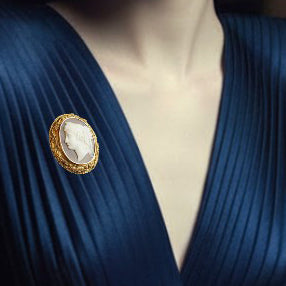Brosche aus 800 Gelbgold mit Kamee/Gemme, hochwertiger second hand Schmuck perfekt aufgearbeitet
