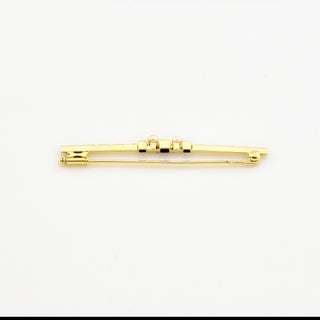 Brosche aus 585 Gelbgold mit Onyx und Perle, nachhaltiger second hand Schmuck perfekt aufgearbeitet
