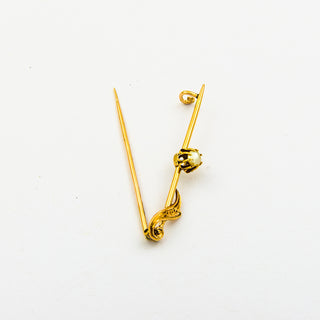 Brosche aus 585 Gelbgold mit Perle, nachhaltiger second hand Schmuck perfekt aufgearbeitet