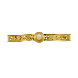 Perlenbrosche aus 585 Gelbgold, nachhaltiger second hand Schmuck perfekt aufgearbeitet