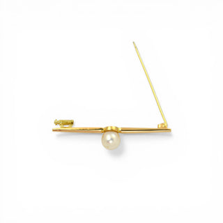 Perlenbrosche aus 585 Gelbgold, nachhaltiger second hand Schmuck perfekt aufgearbeitet