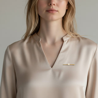 Perlenbrosche aus 585 Gelbgold, nachhaltiger second hand Schmuck perfekt aufgearbeitet