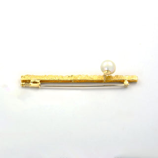 Perlenbrosche aus 585 Gelbgold, nachhaltiger second hand Schmuck perfekt aufgearbeitet