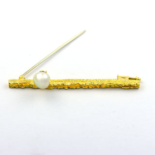 Perlenbrosche aus 585 Gelbgold, nachhaltiger second hand Schmuck perfekt aufgearbeitet