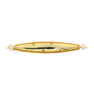 Brosche aus 585 Gelbgold mit Perle, hochwertiger second hand Schmuck perfekt aufgearbeitet