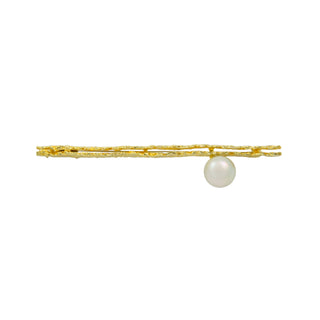 Perlenbrosche aus 585 Gelbgold, nachhaltiger second hand Schmuck perfekt aufgearbeitet